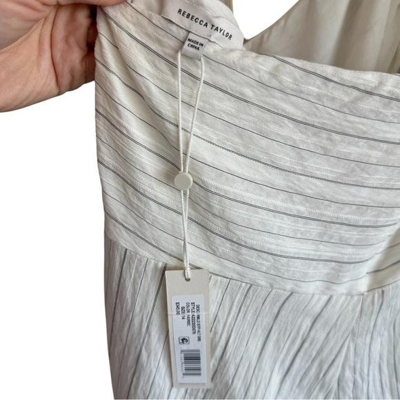 REBECCA TAYLOR | NWT Rumpled Stripe Halter Maxi Dress | White 14 - Picture 14 of 15